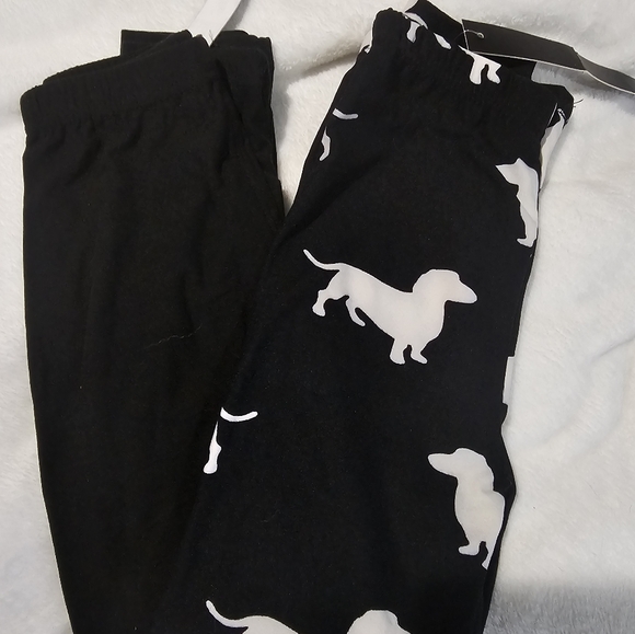 Black Kids Bottoms with White Dog Print - Picture 1 of 5